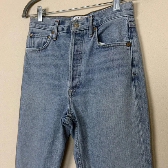 AGOLDE Riley High Rise Straight Crop Distressed Jeans